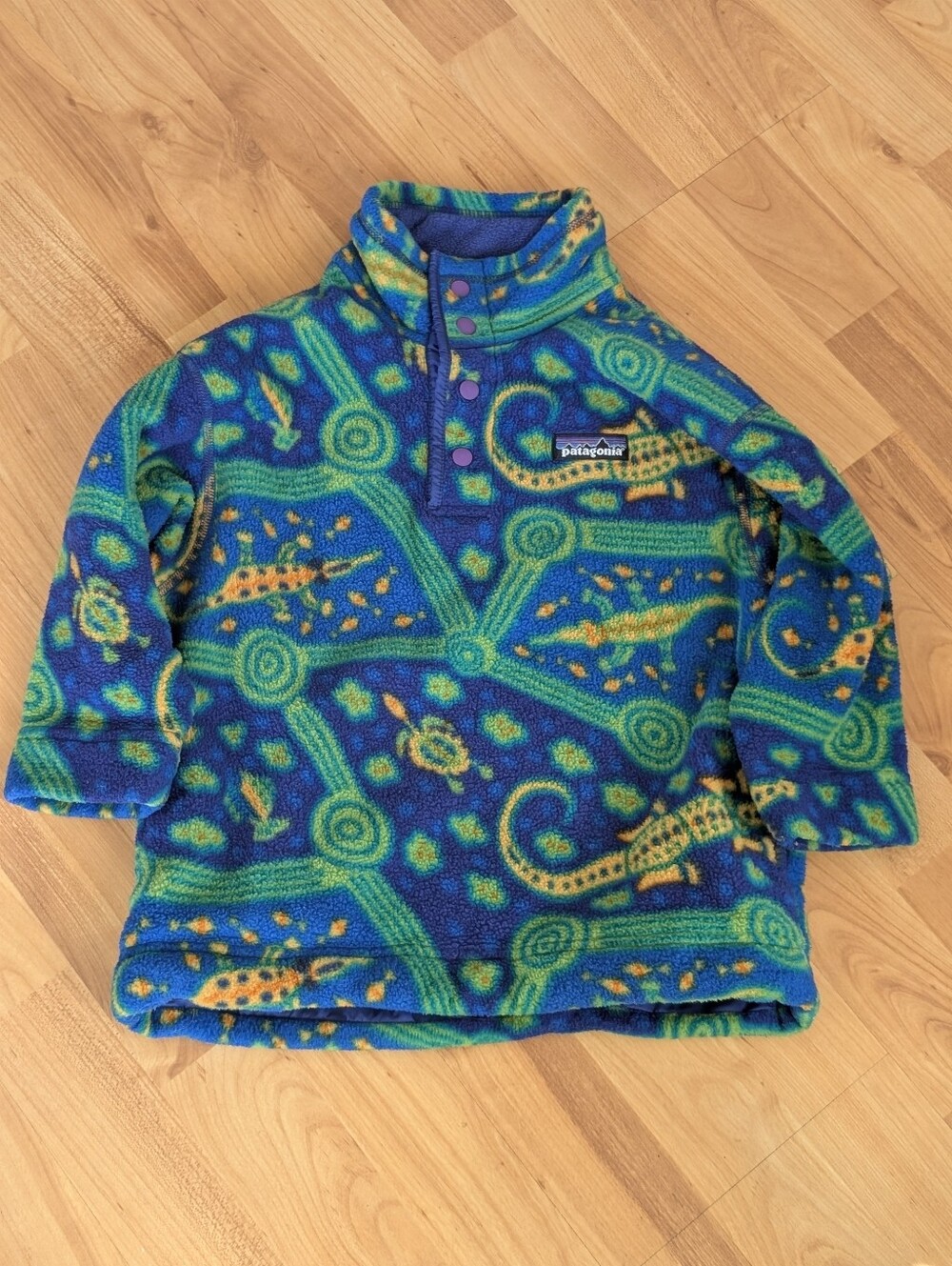 Vintage Patagonia Fish Synchilla Snap 4 Fleece Pullover Kids Rare Y2K